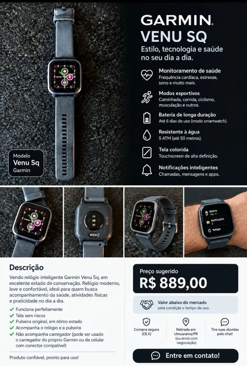Relógio GARMIN Venu SQ - Foto 2