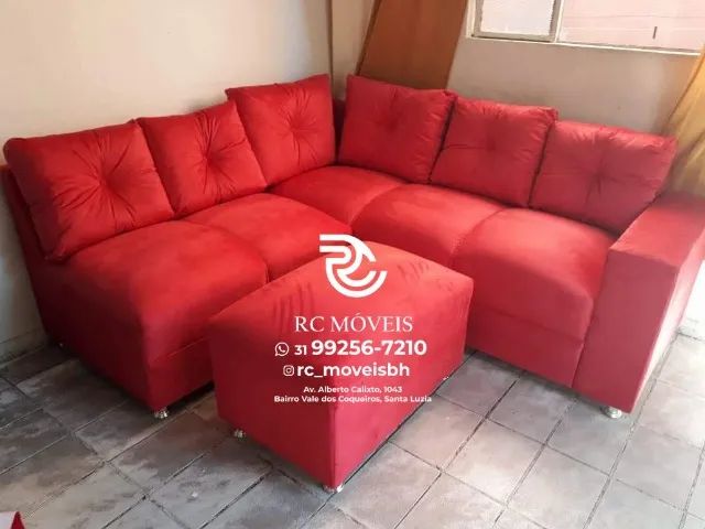 Sofá de Canto com Puff Suede D33 Confortável Direto da Fábrica - Melhor Preco - Foto 3