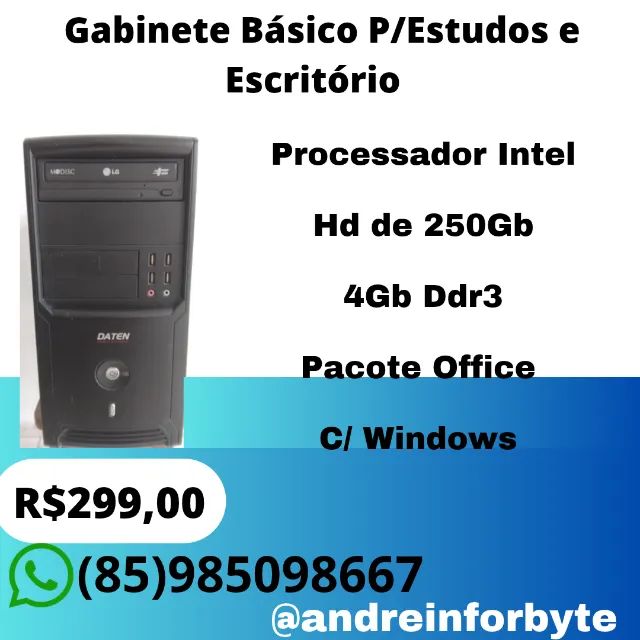 Cpu Gabinete Básico P/Estudos e Escritório