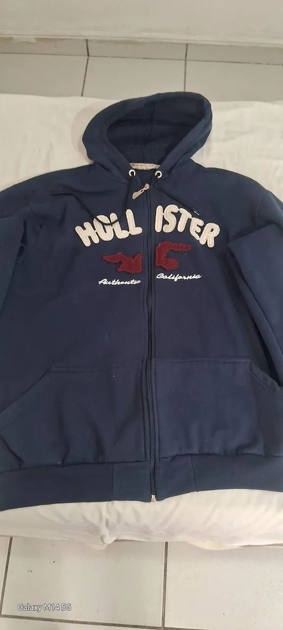 Moletom capuz zíper Hollister