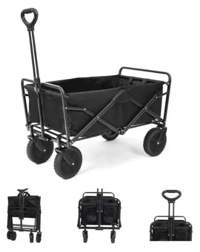 Carrinho Multiuso Para Camping 100kg Dobrável Preto - Foto 5