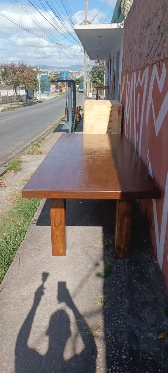 Mesa de madeira Pinus tratado 3 m x 1,20 m - Foto 3