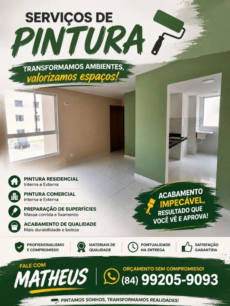 Serviços de pintura e reparos de parede