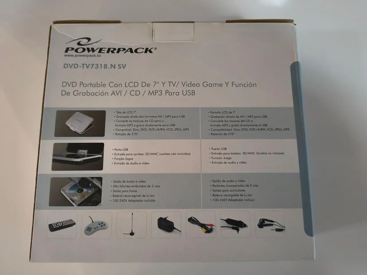 DVD Portátil POWERPACK DVD-TV7318.N SV LCD 7