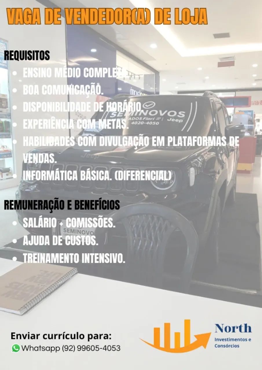 Vaga de emprego - Vendedor(a)