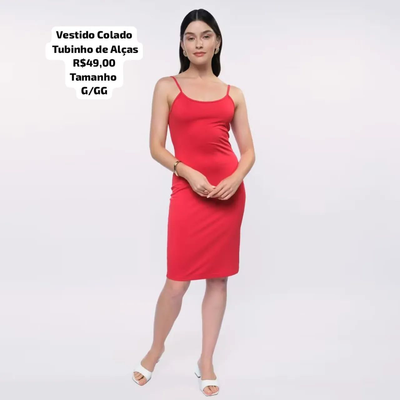 Vestido Colado Tubinho de Alças