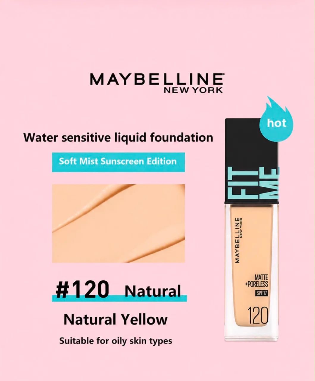 Base MAYBELLINE 120 Natural - Foto 3