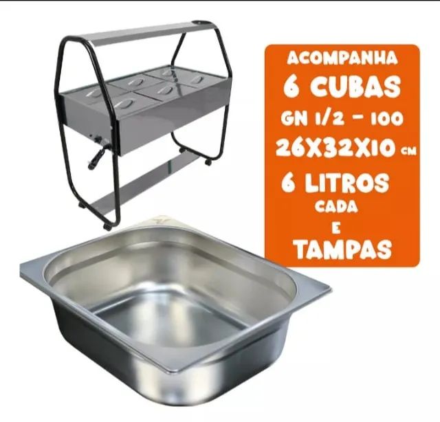 Buffet self service 6 cubas térmica de inox - Foto 5