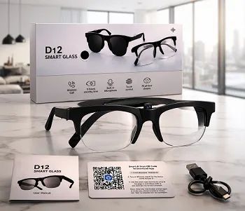 ÓCULOS INTELIGENTE D12 SMART GLASS - NOVO - BLUETOOTH - IA