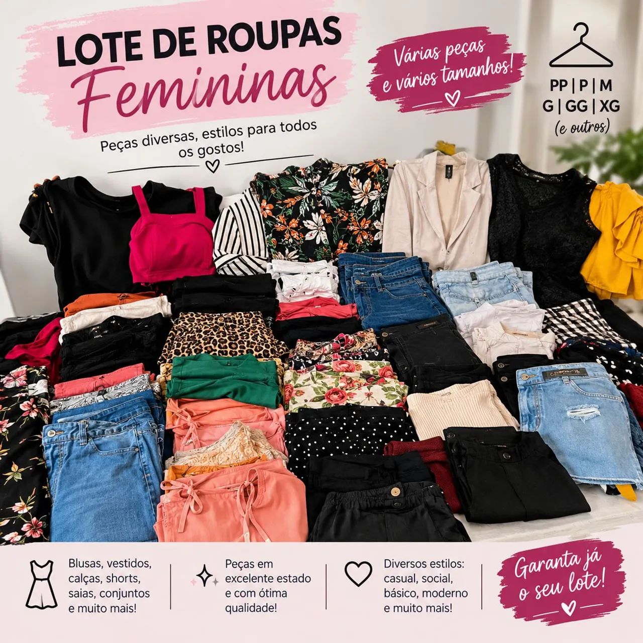 Lote com 30 peças feminas 