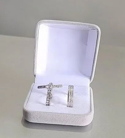 Kit trio de alianças noivado e casamento  - Foto 4