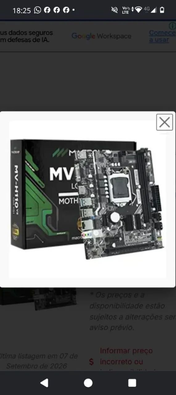 Kit placa mãe +processador+memória 