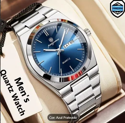 Relógio Masculino Aço Inoxidável Quartz com Data e Dia - Foto 4