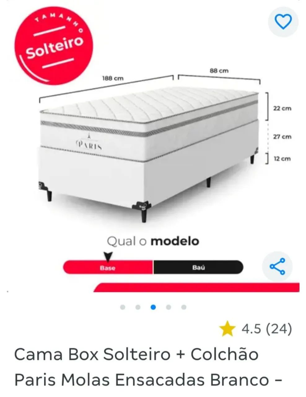 Cama Box Soltefro + Colchão Paris Molas Ensacadas Branco - Foto 3