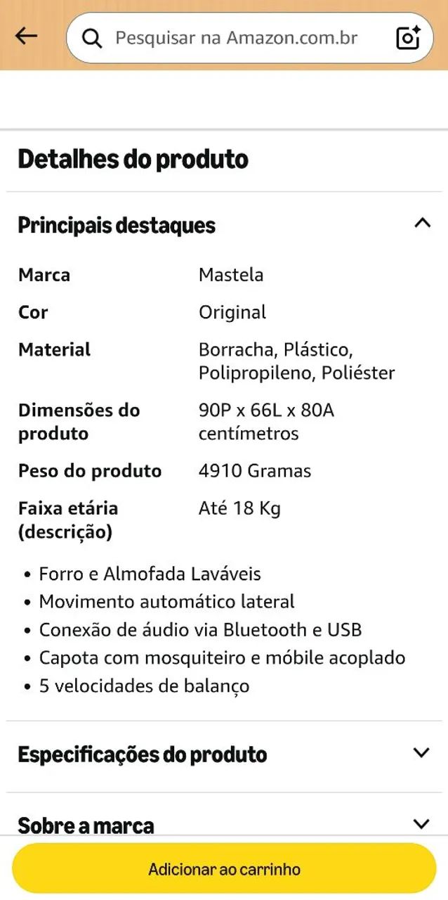 Cadeira para ninar bebê 