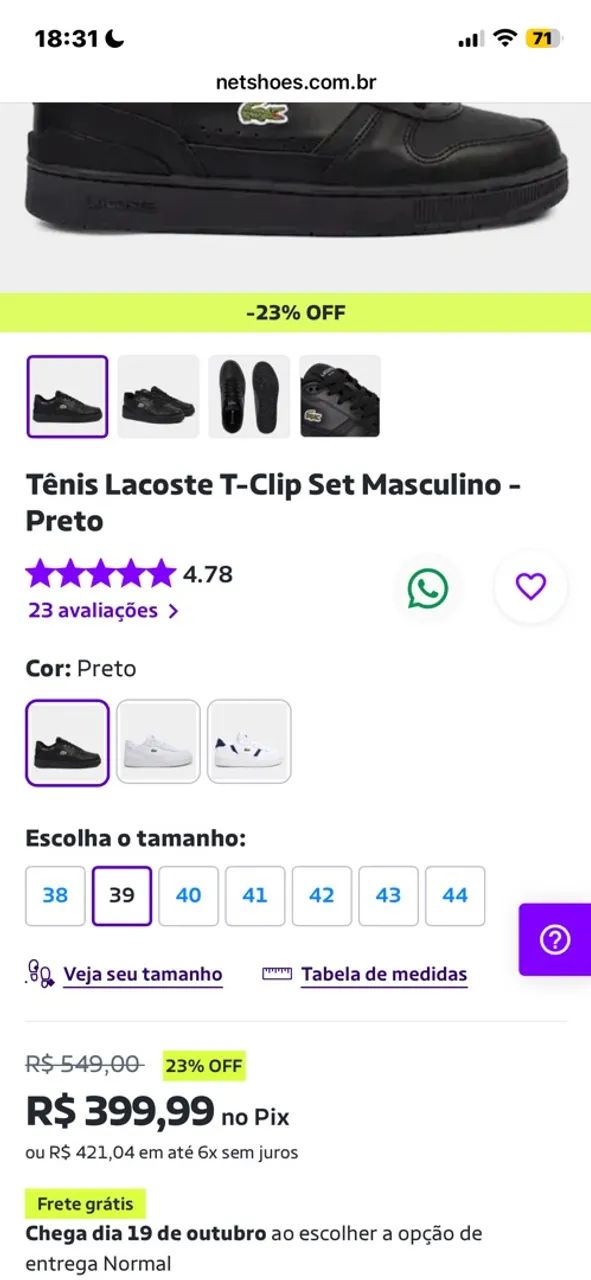 Tênis Lacoste original 