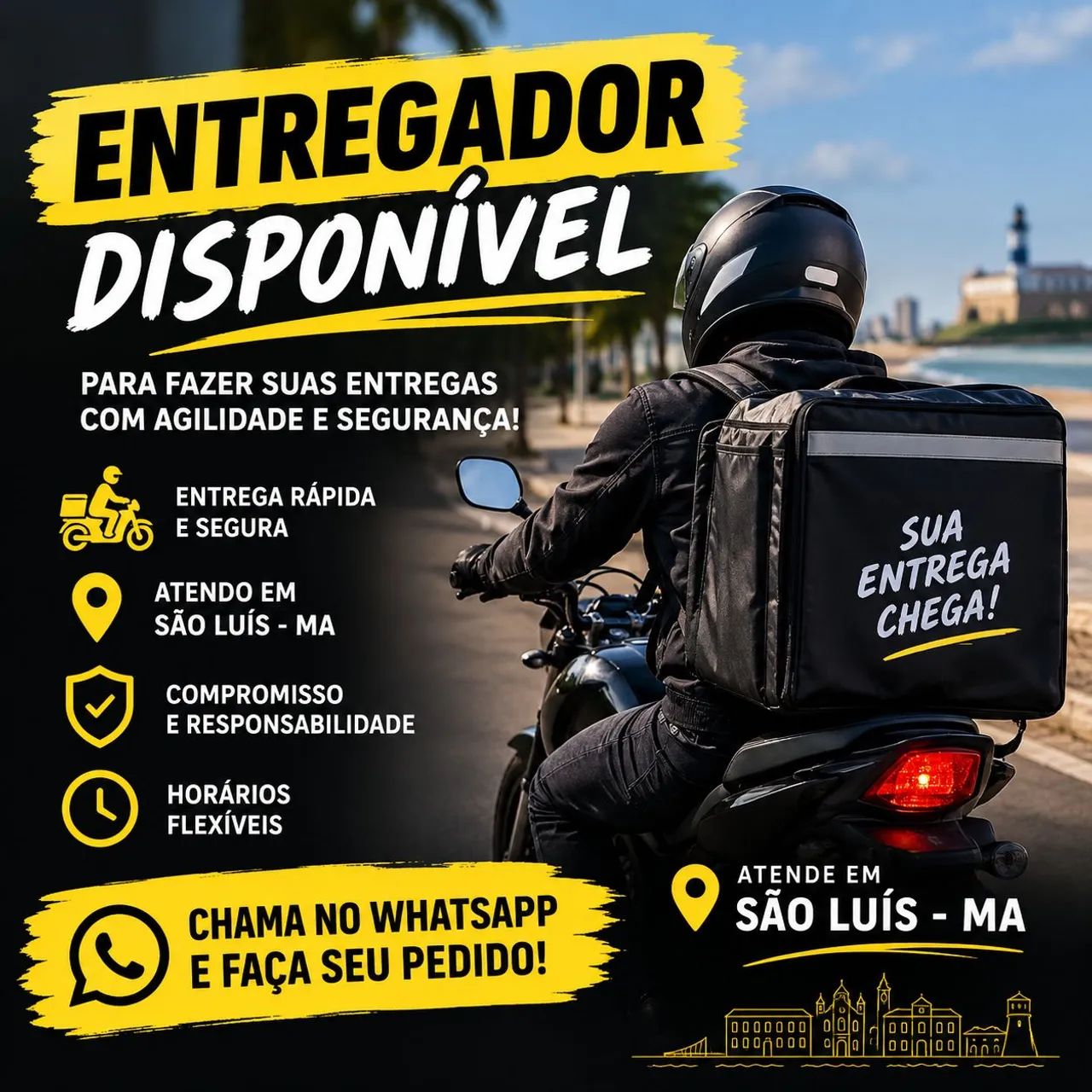 Entregador disponível chama ?