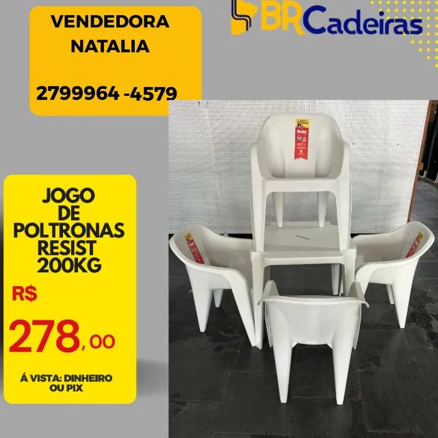 jogo plastico com 4 poltronas 200 kg extra reforçada - Foto 2