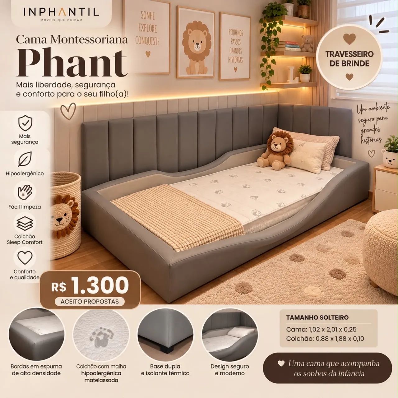 CAMA MONTESSORIANA PHANT - INPHANTIL - Foto 2
