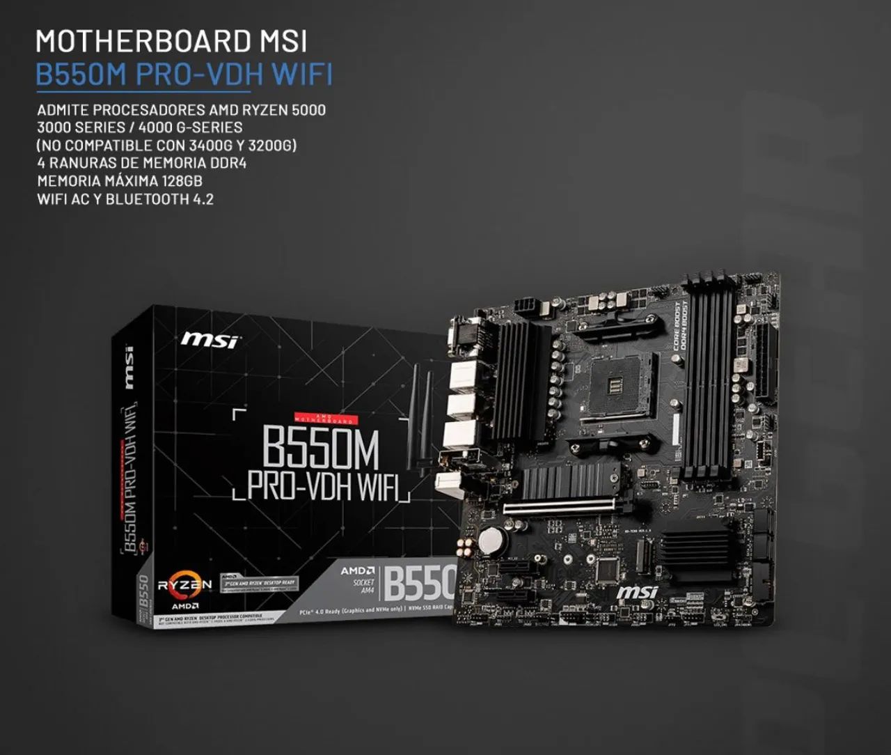 Placa Mãe MSI B550M PRO-VDH WIFI AM4 B550 WiFi Nova - Foto 3