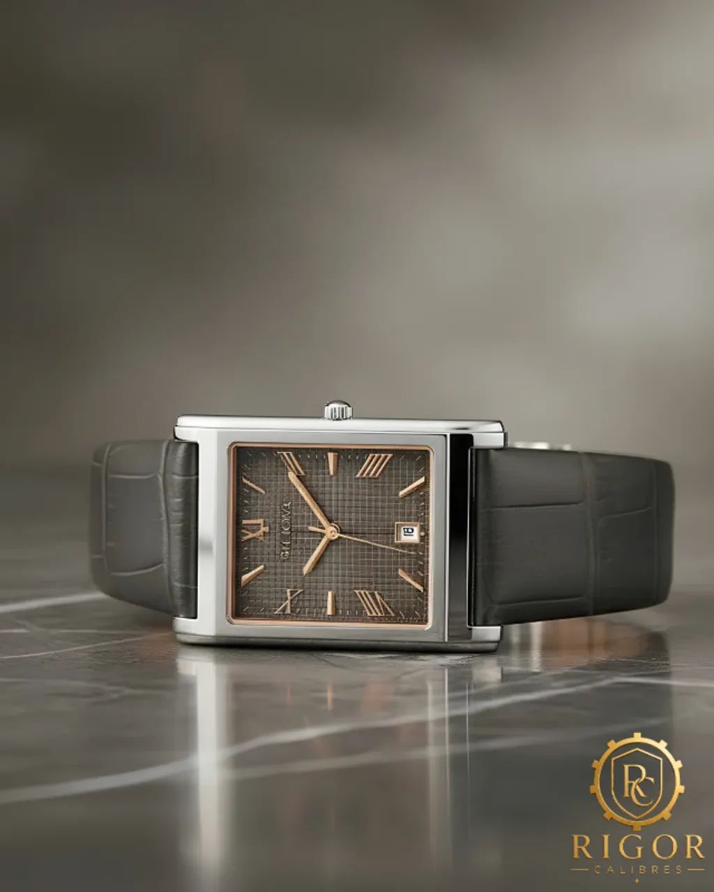 Relógio Masculino Bulova Sutton Retangular 96B443: Safira, Quartzo, Cinza - Foto 4