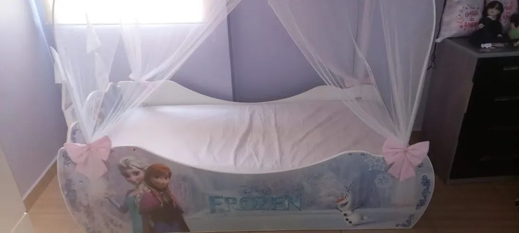 Cama Infantil Tipo Carro Com Colchão Meninas Cor Frozen - Foto 3