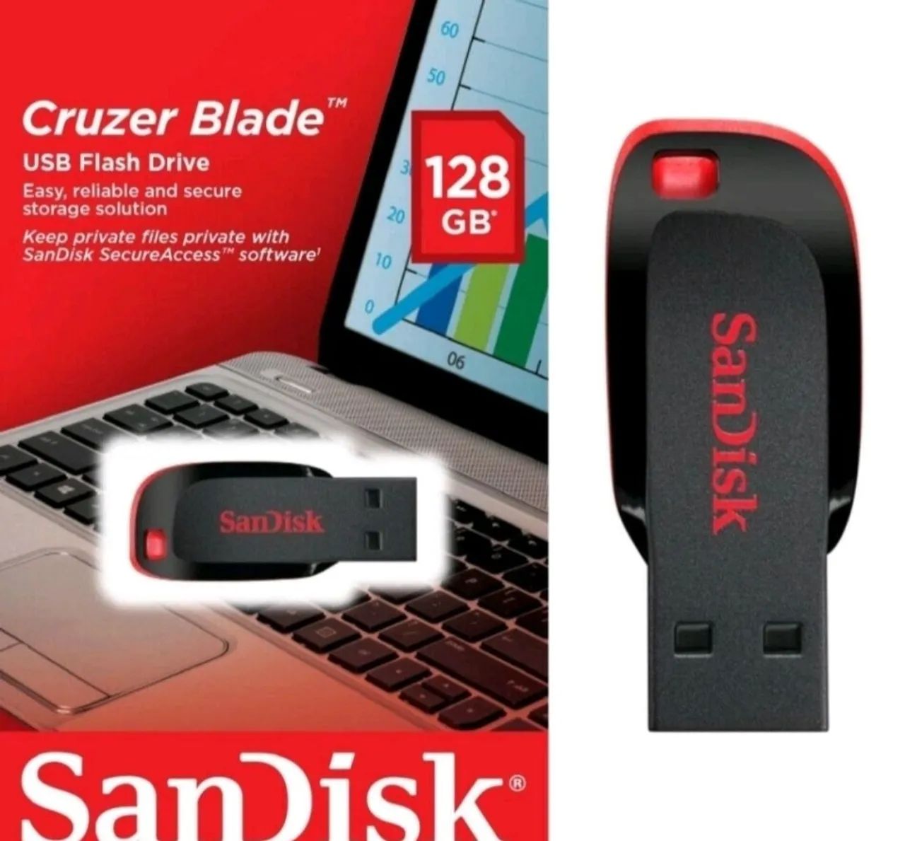 Pendrive sandisk 128gb cruzer blade 2.0  - Foto 2