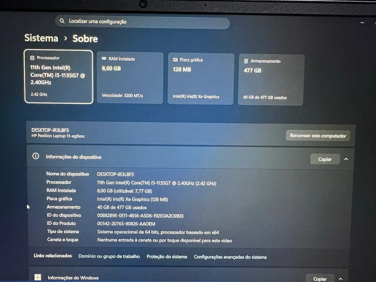 Notebook HP i5 11° | 8gb ram | 512gb SSD m2 - Foto 5