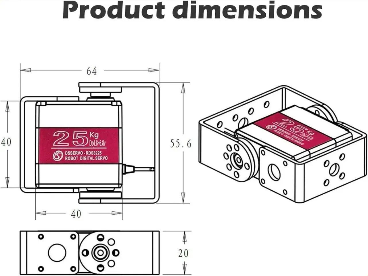 Servo De Eixo Duplo Rds3225 25kg - Foto 5