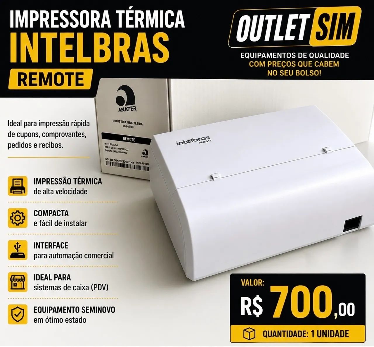IMPRESSORA TÉRMICA INTELBRAS REMOTE  - Foto 2