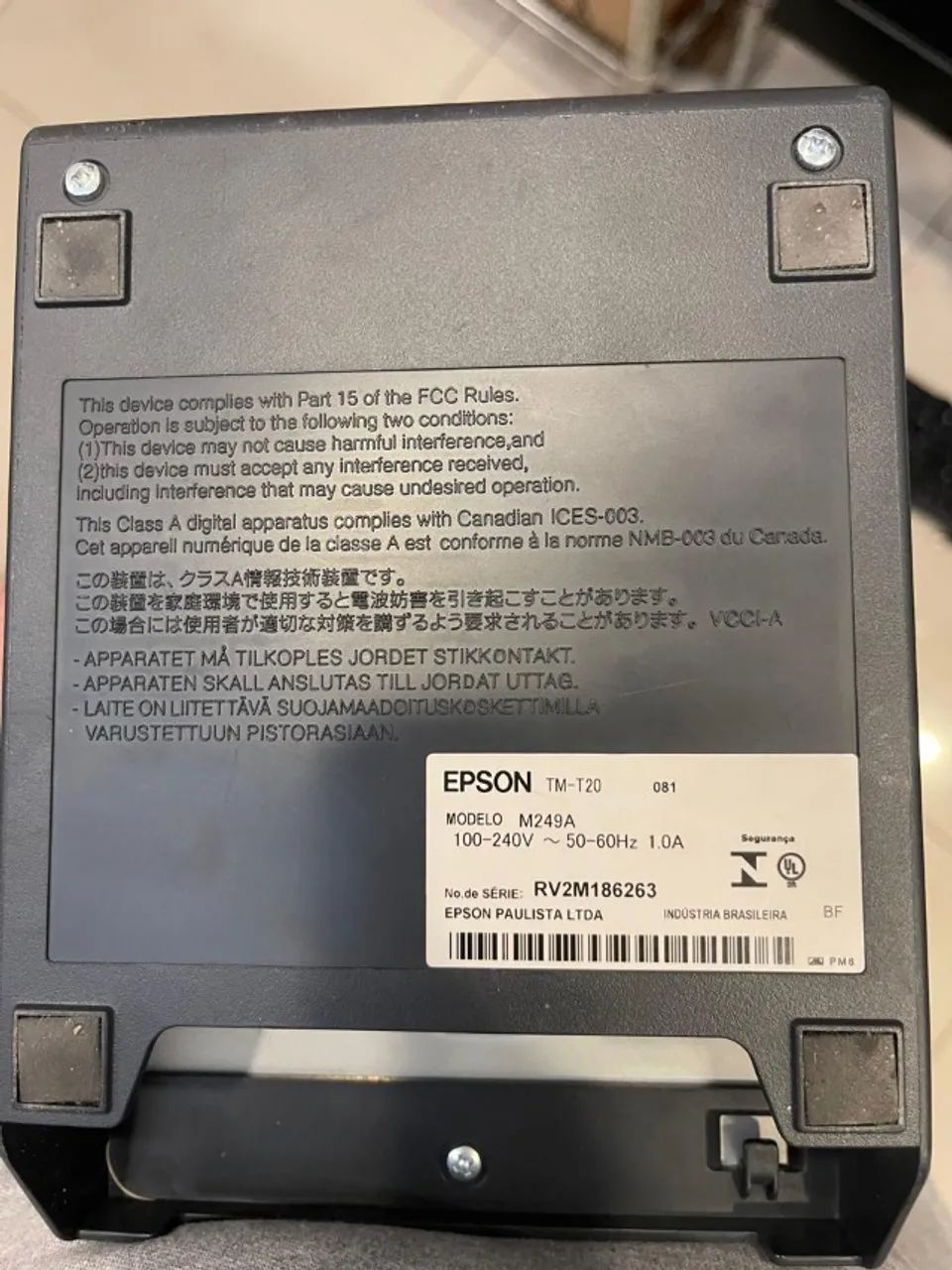 Impressora Cupom Epson Usb Serial Tm-t20x Ii 250 Mm (eps01) (Usado) - Foto 3