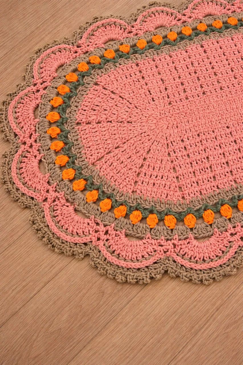 Tapete de croche oval com tulipas - Foto 2