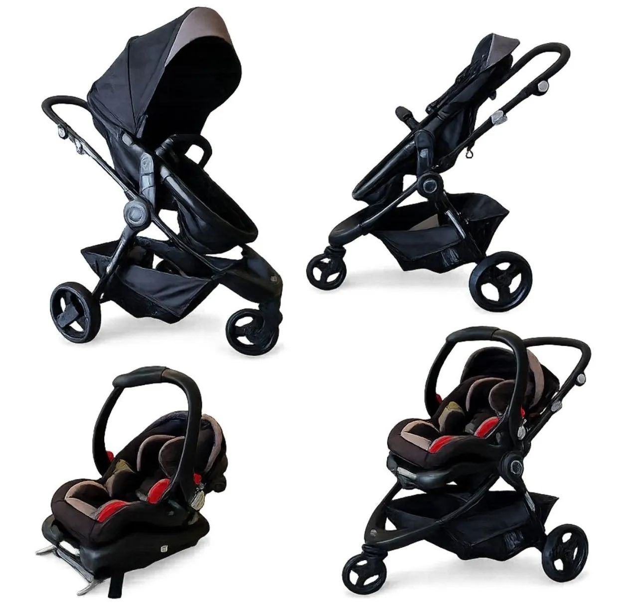 Carrinho de Bebê importado com Moisés, Bebê Conforto e Base.