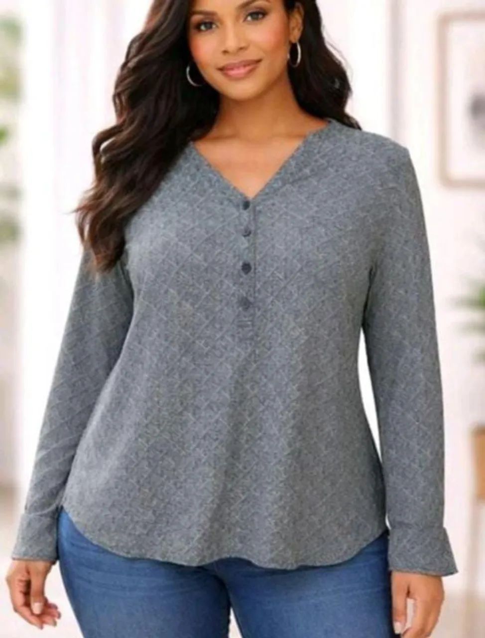 Blusa de manga cinza 