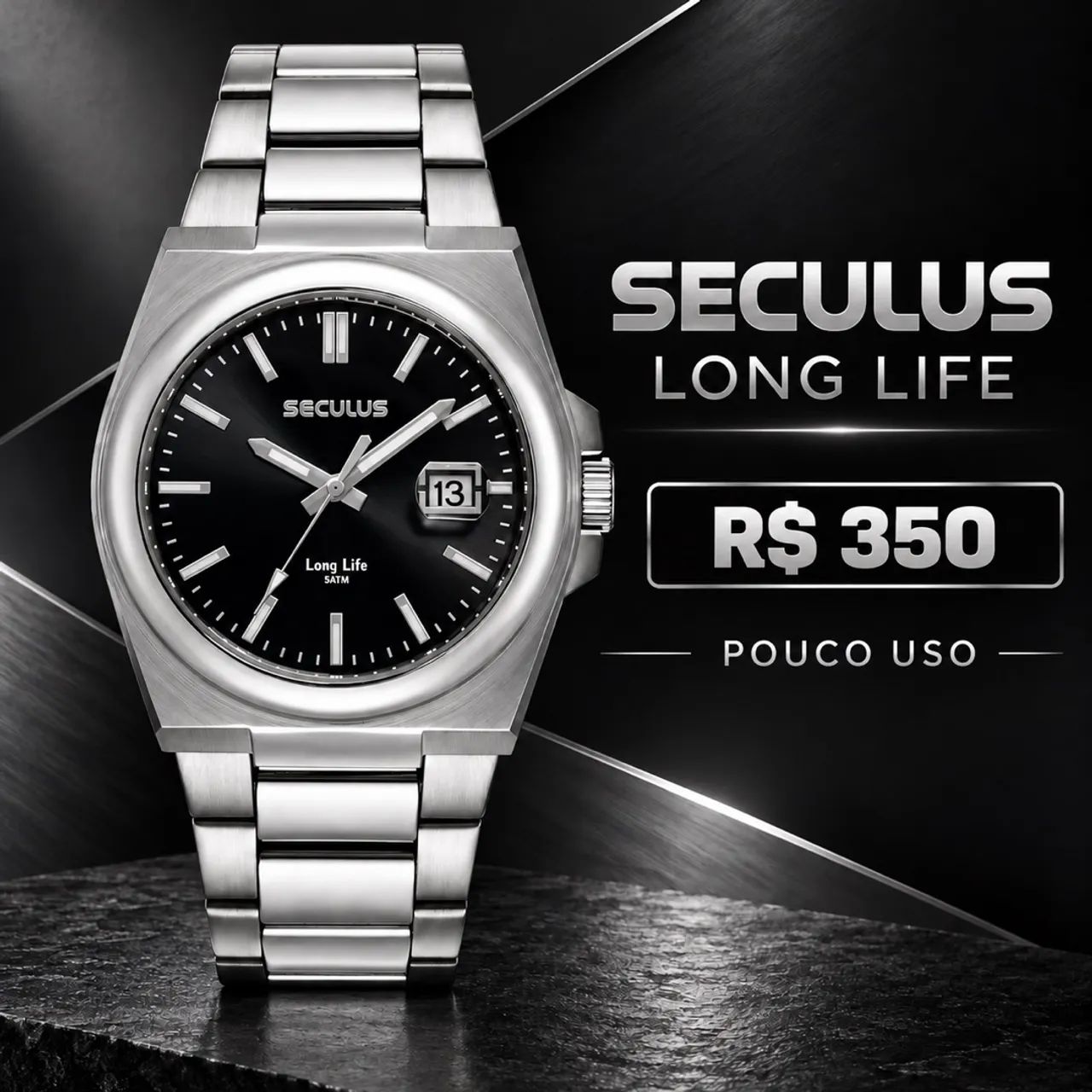 Relógio Seculus Long Life pulseira integrada