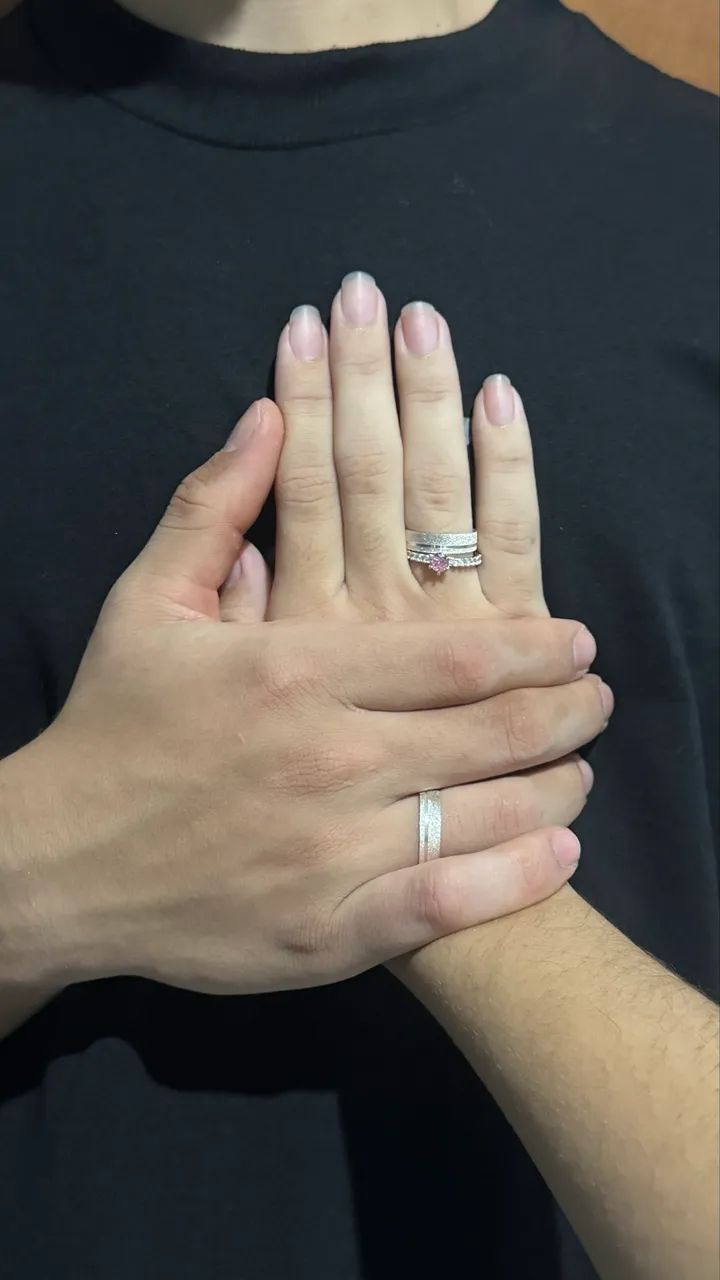 Aliança 3mm com solitário rosa - Foto 2