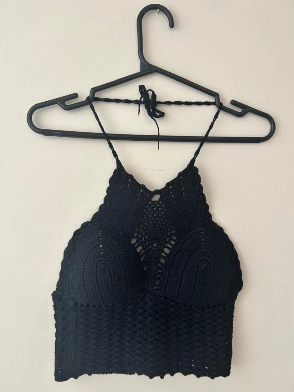Cropped de Crochê Preto Artesanal