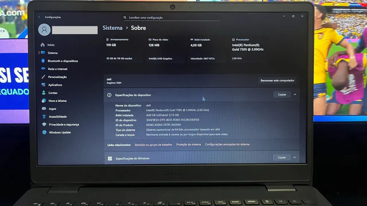 Notebook Dell Inspiron 3501 - Intel Pentium Gold | 4 GB RAM | SSD 128 GB - Foto 2