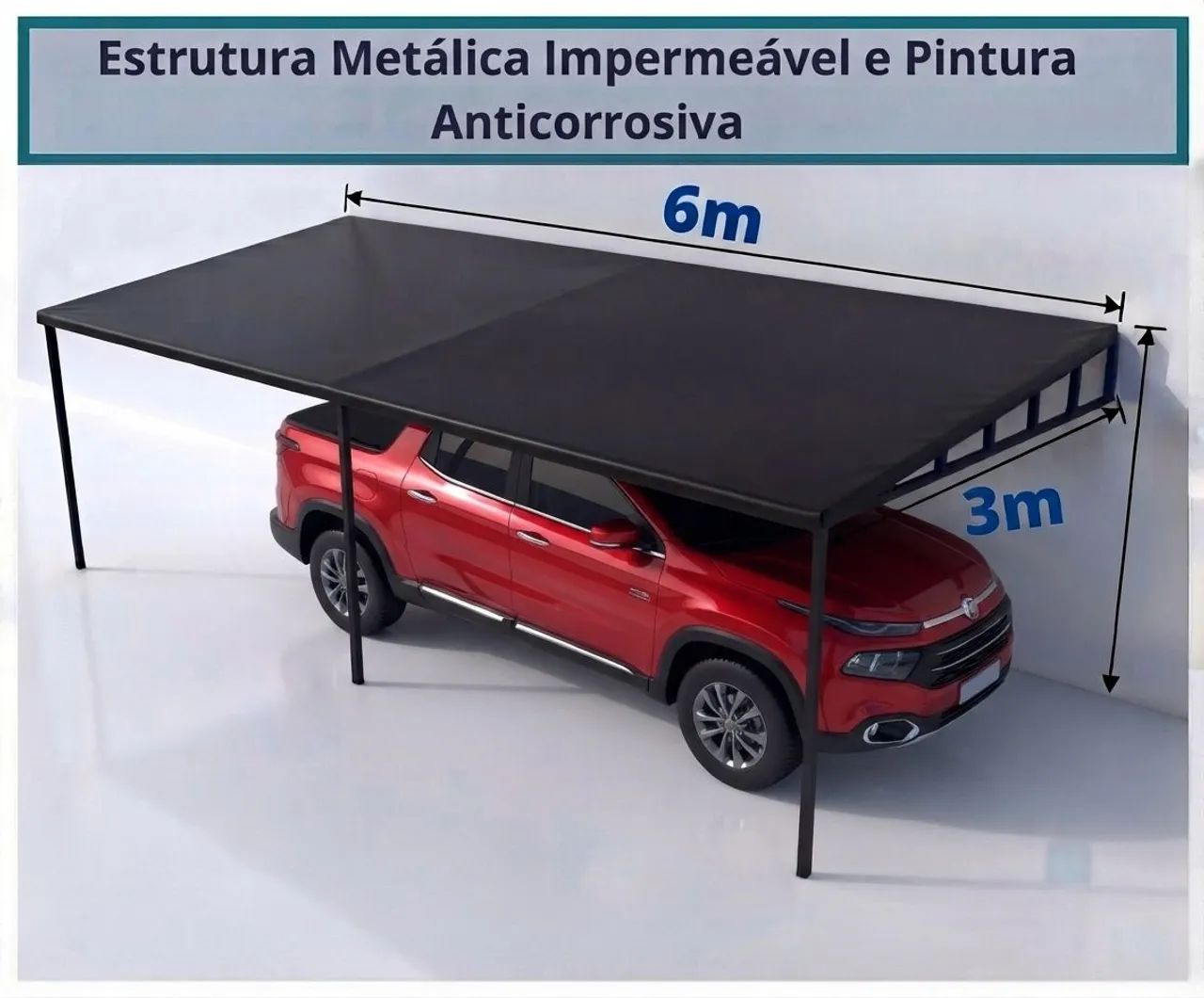 Toldo 6x3m p/ carros e áreas externas 