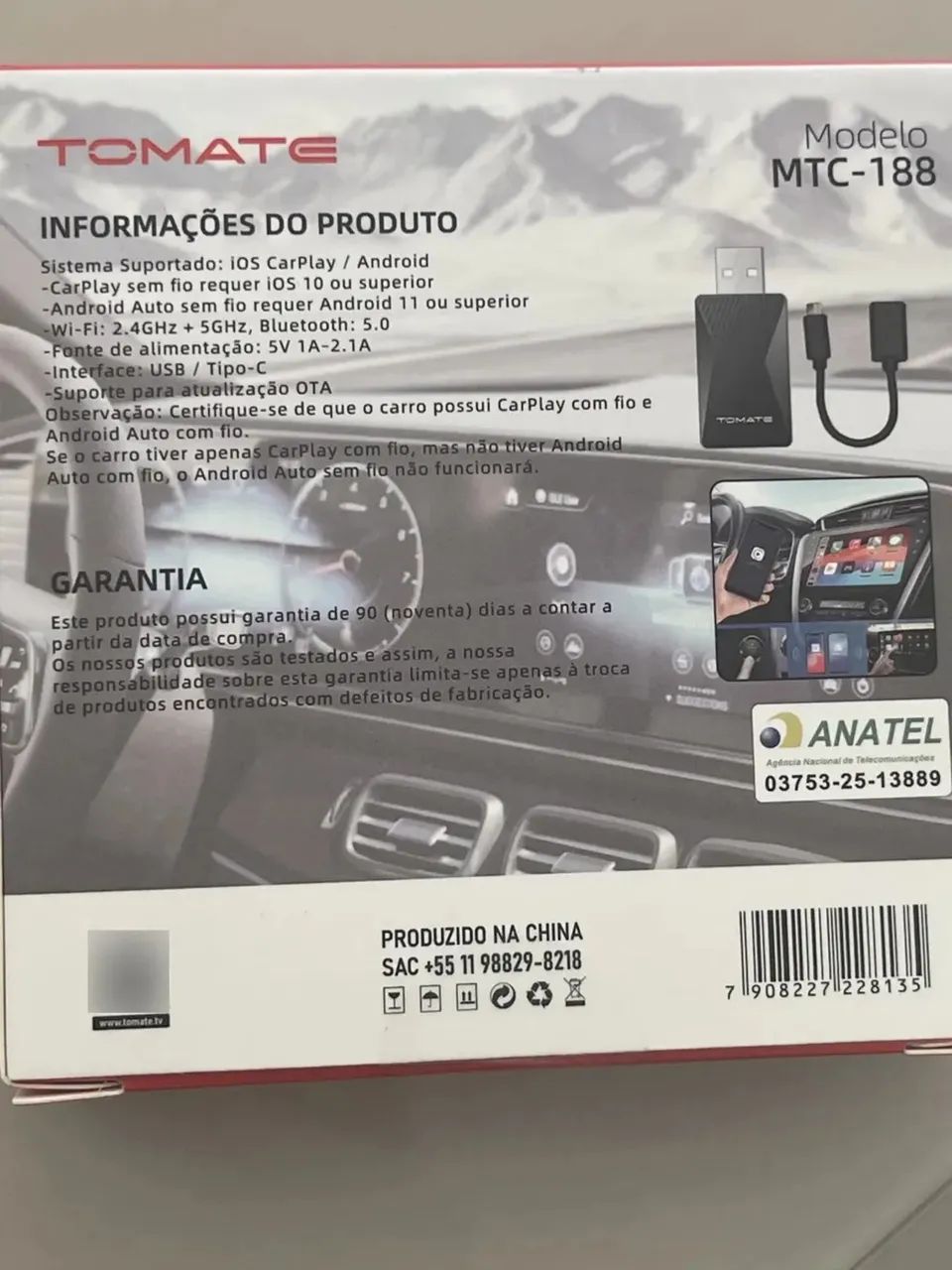 Adaptador Wireless Carplay+android Auto 2 Em1 Tomate Mtc-188 - Foto 3