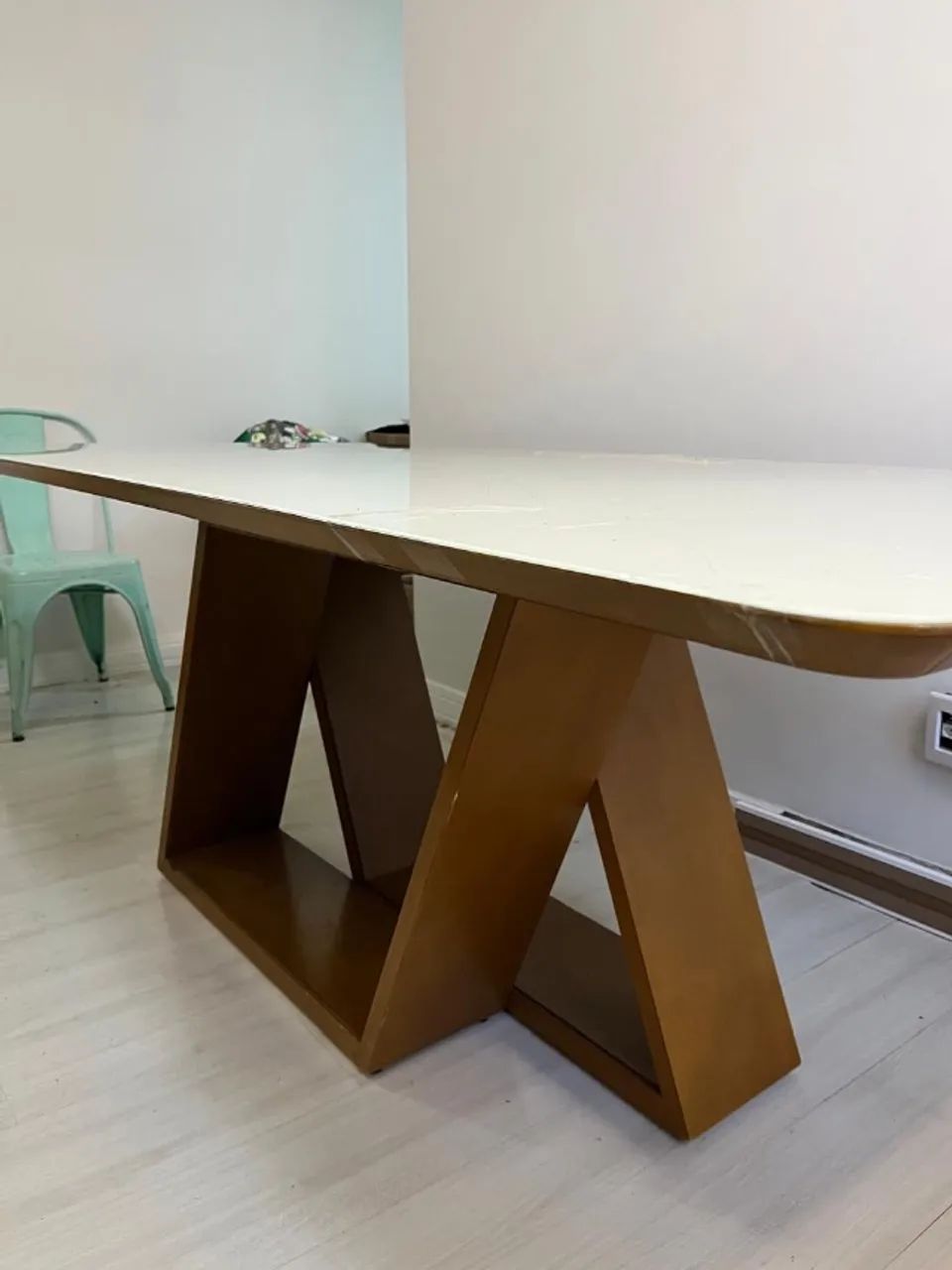 Mesa de jantar retangular 2,0 x 1,0 em madeira maciça - Vidro trincado - Foto 2