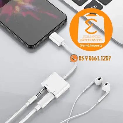 Adaptador iPhone 2 em 1 Fone P2 3.5mm e Carga Lightning - Foto 2