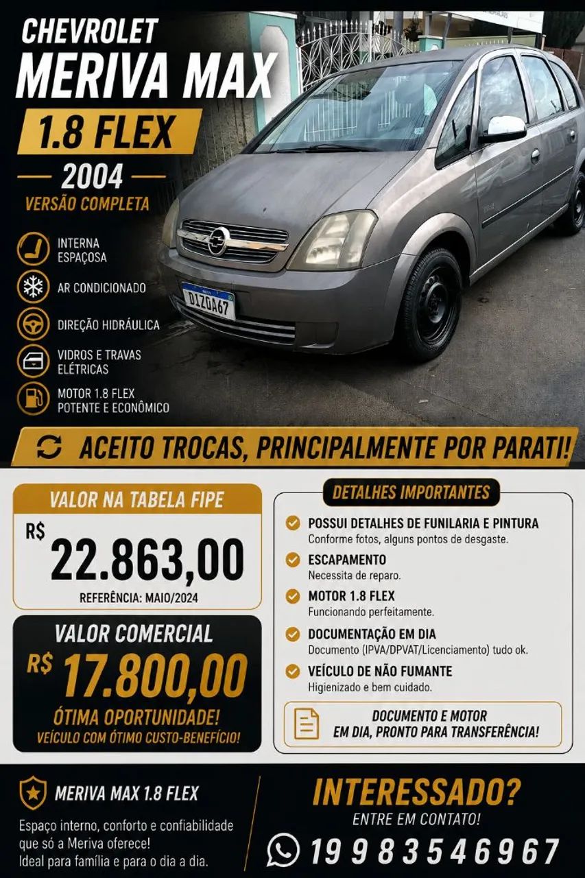 Chevrolet Meriva 1.8/ CD 1.8 MPFI 8V 102cv 5P 2004