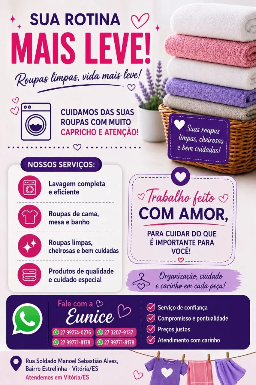 Suas roupas lavadas e cheirosas