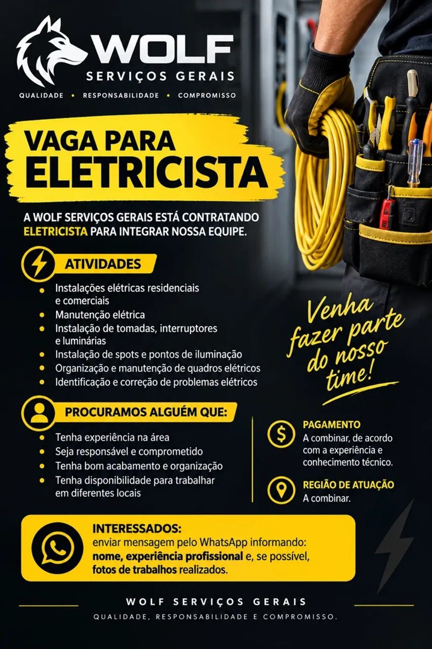 Vaga para eletricista 