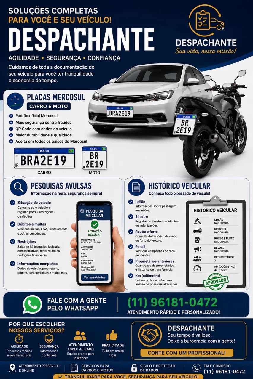 Despachantes e serviços para o seu automóvel.