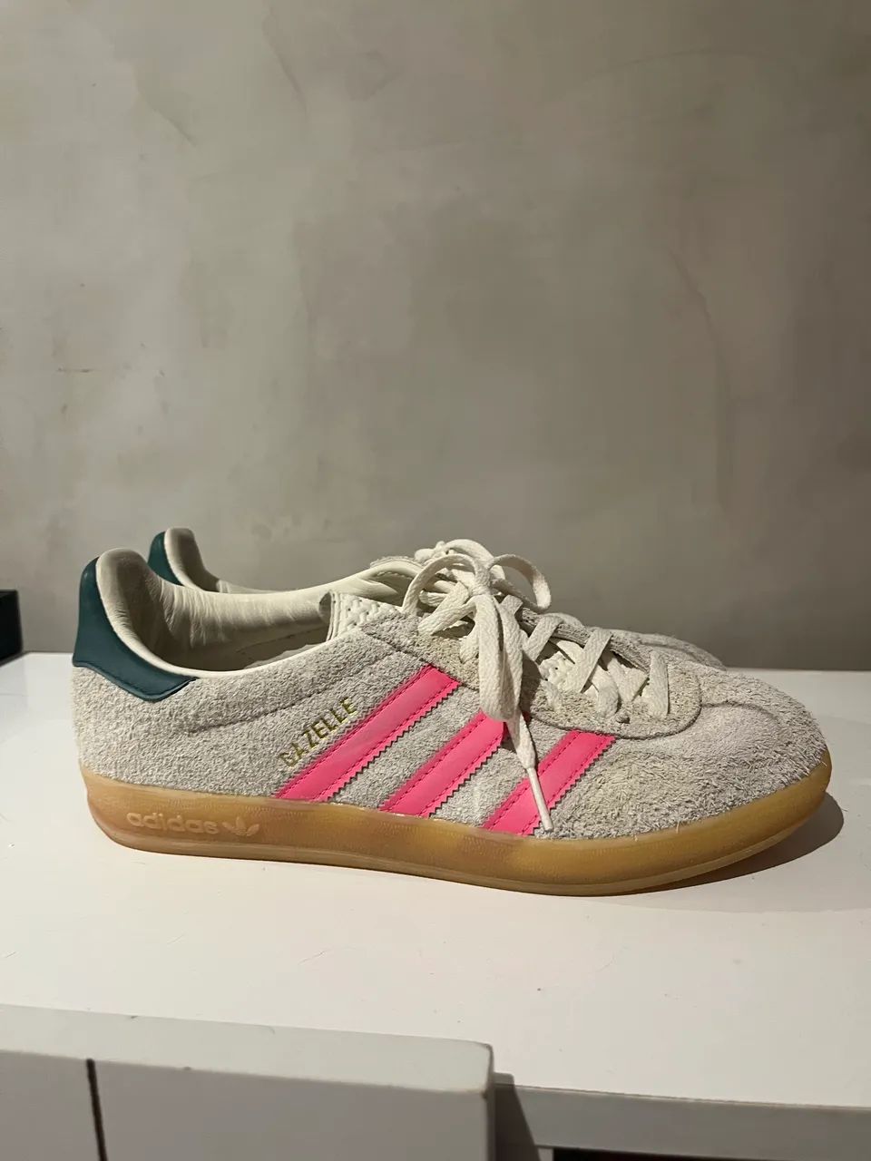 Adidas Gazzele Original - Rosa Bege e Verde - Foto 5