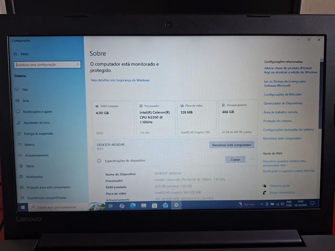 Notebook Lenovo Ideapad 320, leia a descrição - Foto 5