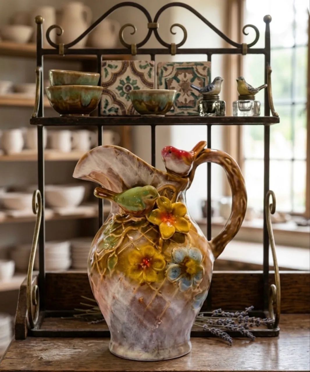 Jarro Decorativo Porcelana com Pássaros e Flores - Foto 4