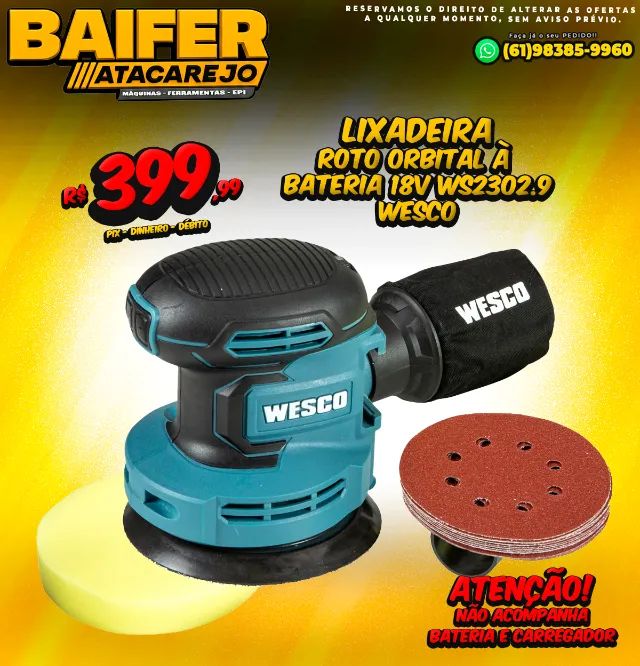 Lixadeira Roto Orbital à Bateria 18V Ws2302.9 Wesco